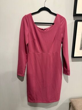 Betsey Johnson Rose Pink Long Sleeve Scuba Crepe Midi Dress